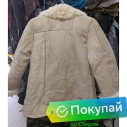 Детский меховой полушубок (бекеша) из нагольной овчины белого цвета